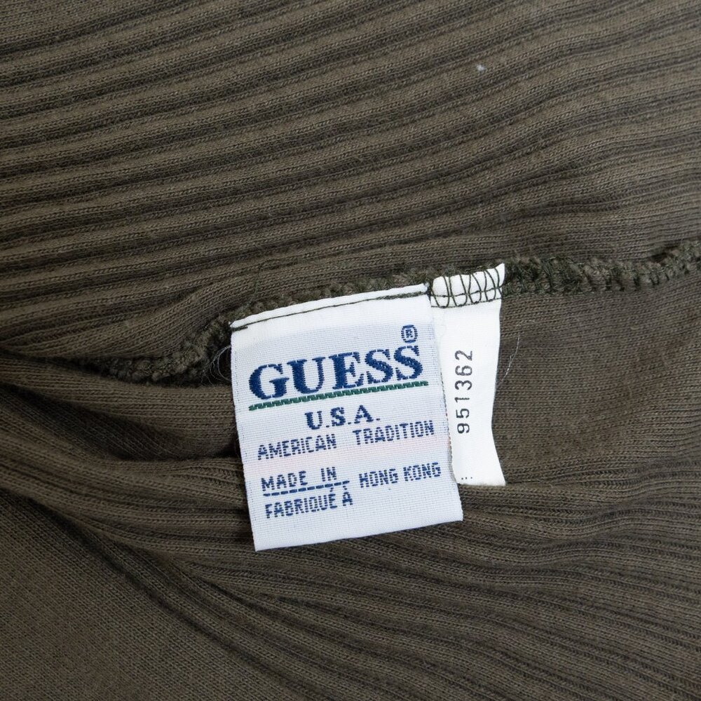 Vintage Guess Thermal Henley XL Army Green Union Made Workwear - Picture 13 of 14